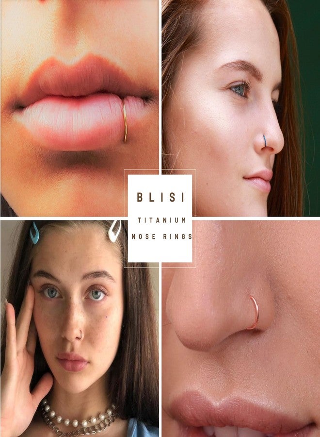 BLISI 8PCS Pure Titanium Nose Rings Hoops for Women and Men - 18 Gauge 8mm C-Shaped Cute Nose Rings Hoops, Hypoallergenic - Image 5